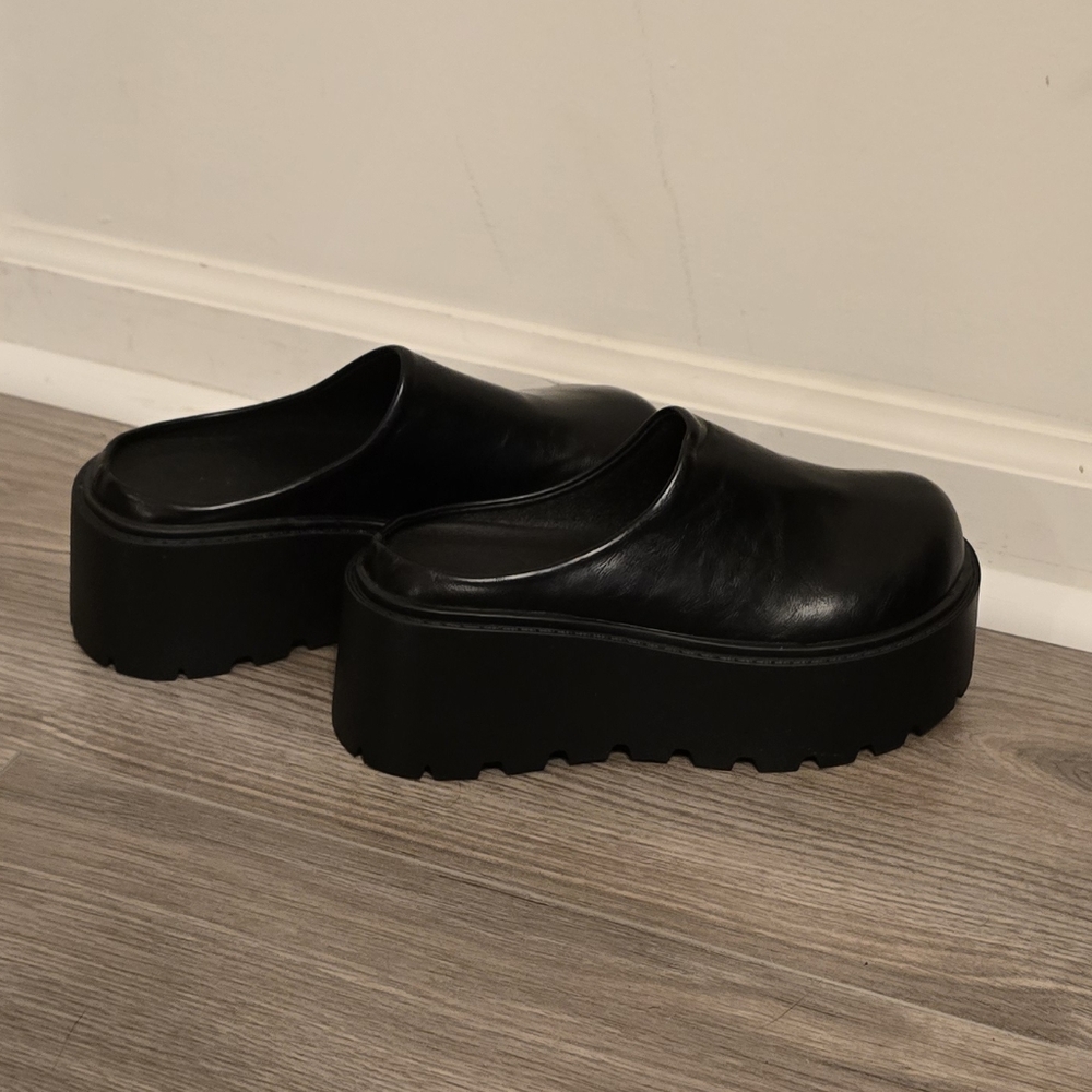 Elegant Black Platform Mules